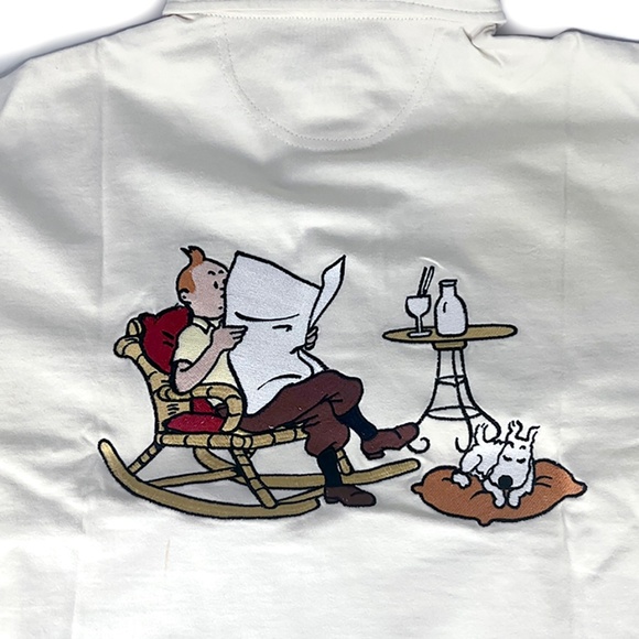 Adventures of Tintin Cream Embroidered Vintage Polo - Picture 5 of 7